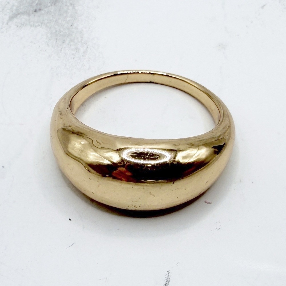 Gold Tone Wide Dome Band Ring Size 7